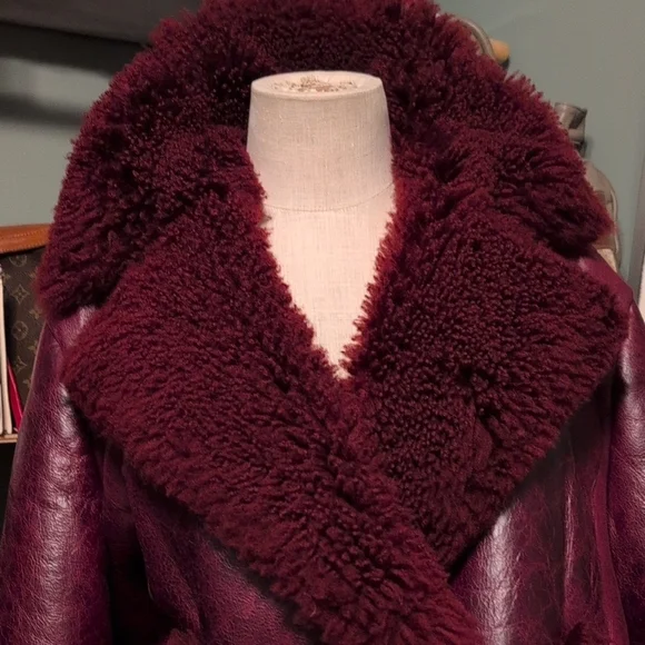 NWT Tommy Hilfiger Leather Shearing Jacket Coat Turkey Oxblood XXXL Peacoat - Picture 2 of 15